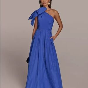 Donna Karan Royal Blue One-Shoulder Dress